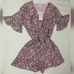 Pink floral romper